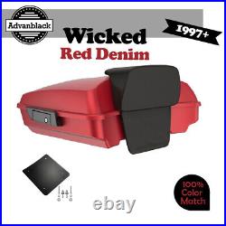 For 97+ Harley/Softail WICKED RED DENIM Advanblak Rushmore Razor Tour Pak Pack