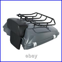 Gunship Gray Razor Trunk Backrest Pad Luggage Rack Fit For Harley Tour Pak 14-21