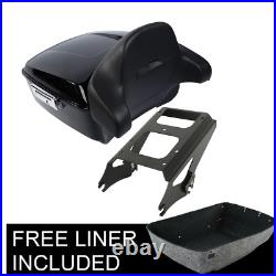 King Pack Trunk Backrest with Mount Rack Fit For Harley Tour Pak Touring 09-13 12