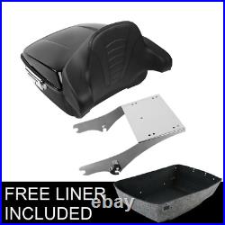 King Pack Trunk Mount Backrest Pad Fit For Harley Tour Pak Touring Glide 97-08