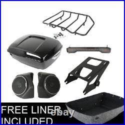 King Pack Trunk Rack Speaker Tail Fit For Harley Tour Pak Touring Road King 14+
