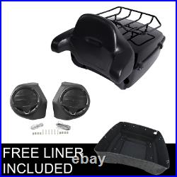 King Pack Trunk With Rack Backrest & Speakers For Harley Tour Pak Road Glide 14-20