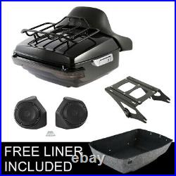 King Trunk Backrest Smoked Light Speakers Fit For Harley Tour Pak Pack 2014-2022