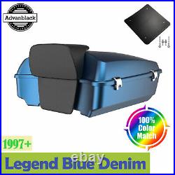 Legend Blue Denim Chopped Tour Pack Pak Trunk For Harley Street Road King Glide