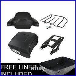Matt Black King Pack Trunk With Mount Rack Fit For Harley Tour Pak Touring 14-21