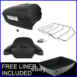 Matte Black King Pack Trunk Pad Top Rack Fit For Harley Tour Pak Touring 14-22