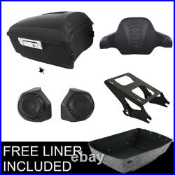 Matte King Pack Trunk Pad Mount Speakers Fit For Harley Tour Pak Touring 2014-22