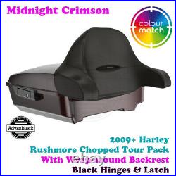 Midnight Crimson Chopped Tour Pak Pack Black Hinges Fit Harley 97+ FLHR FLHTK