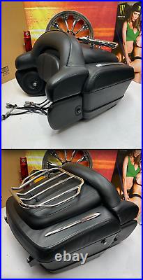 OEM CVO Harley Touring Premium Leather Tour Pack Pak Backrest Speakers Liners
