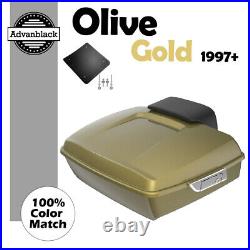 OLIVE GOLD Advanblack Rushmore Chopped Tour Pack Pak Fits 97+ Harley/Softail