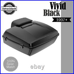 VIVID BLACK Rushmore Chopped Tour Pack Pak Pad Fits 97+ Harley Touring/Softail